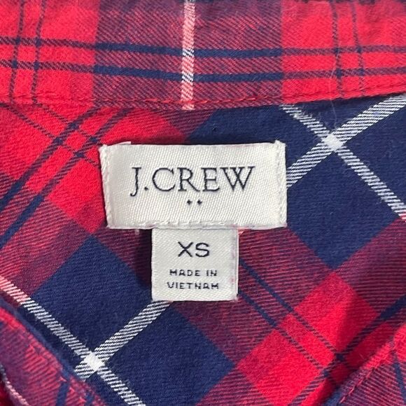 J. Crew Red/Blue Plaid Popover Flannel Shirt Sz XS - Picture 6 of 6